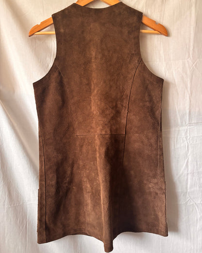 Back of Vintage 1970s Brown Suede Waistcoat