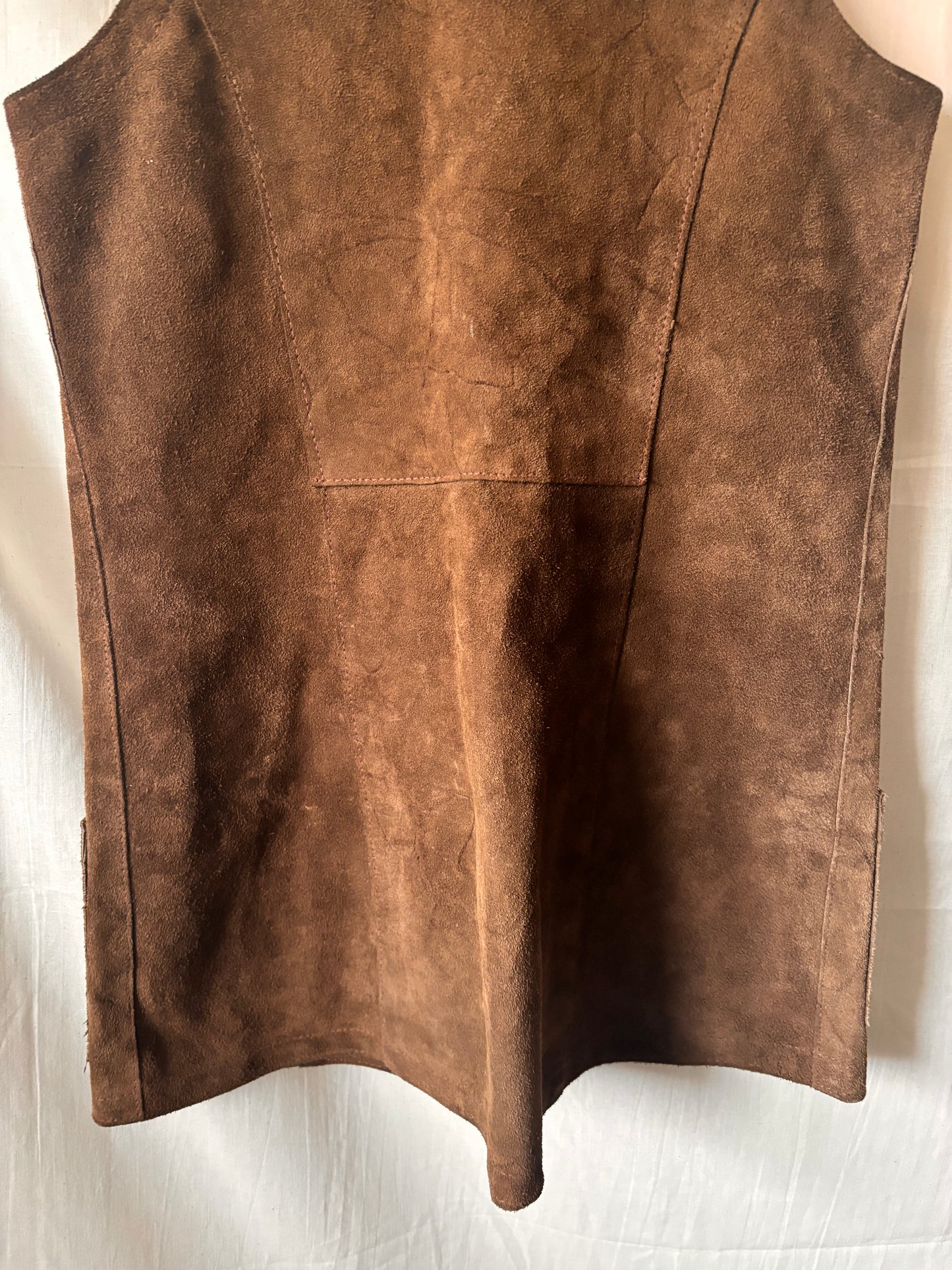 Vintage 1970s Brown Suede Waistcoat