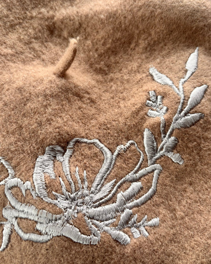 Hand-Embroidered Floral Beret – One of a Kind
