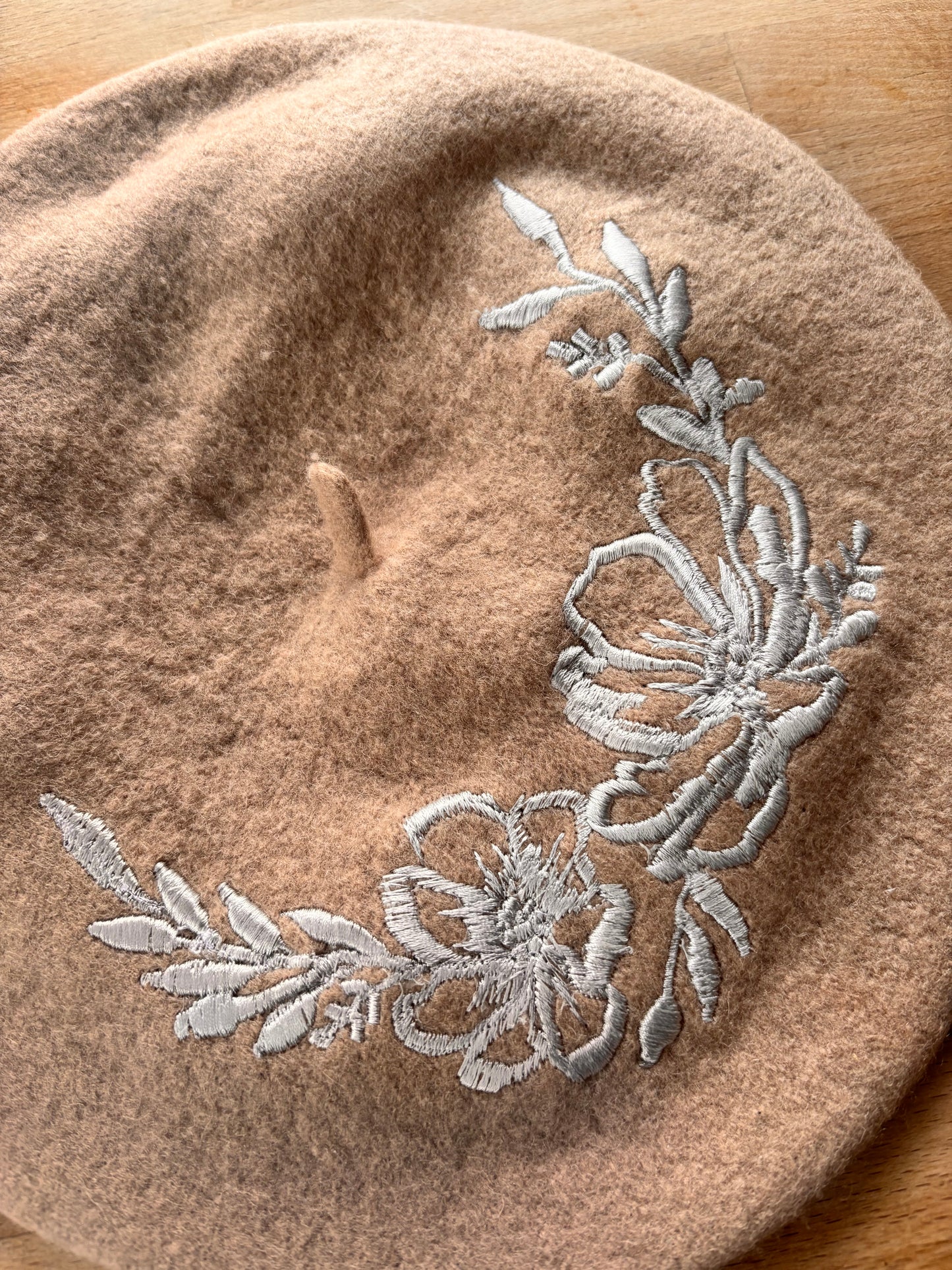 Hand-Embroidered Floral Beret – One of a Kind
