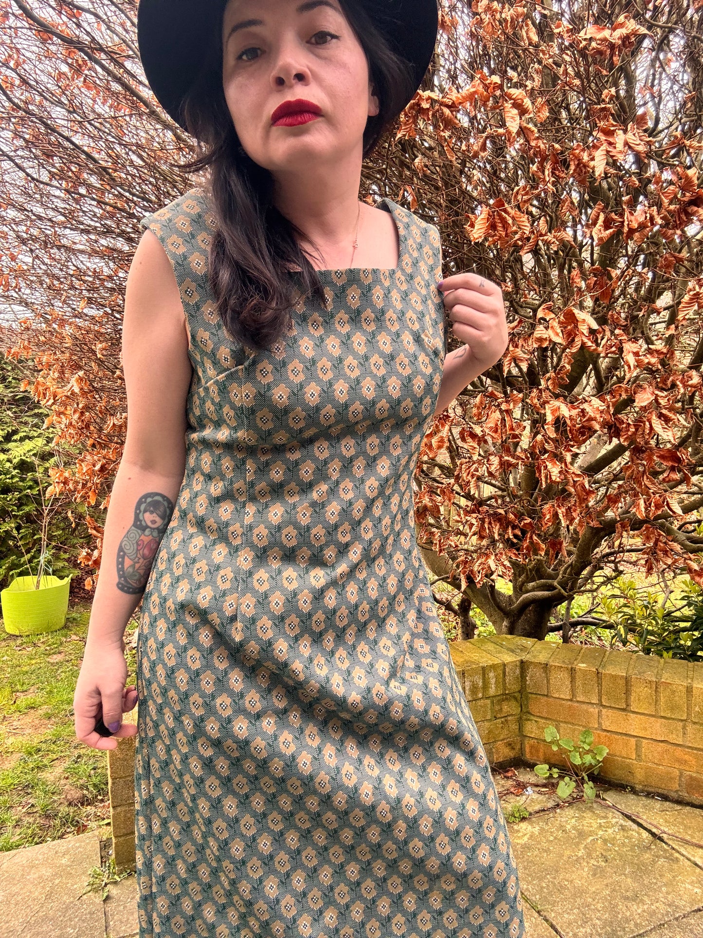 Vintage 1970s Handmade Green Maxi Dress – Fully Lined