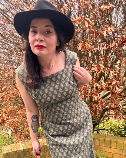 Vintage 1970s Handmade Green Maxi Dress – Fully Lined