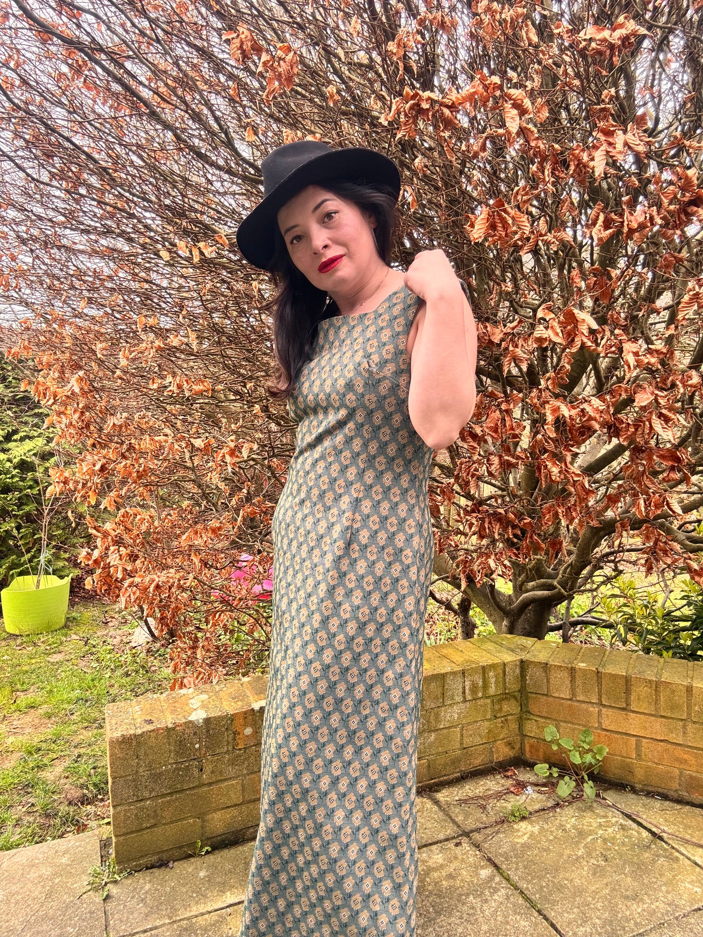 Vintage 1970s Handmade Green Maxi Dress – Fully Lined