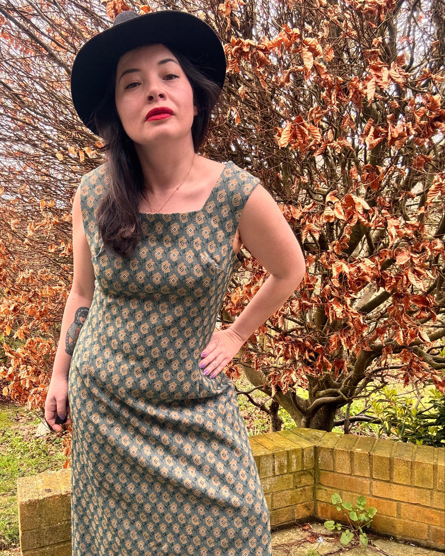 Vintage 1970s Handmade Green Maxi Dress