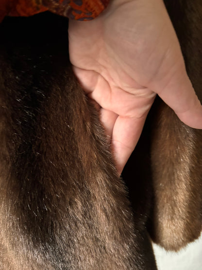 Vintage Rybel Faux Fur Coat – Dark Brown Mid Length