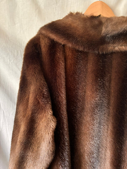 Vintage Rybel Faux Fur Coat – Dark Brown Mid Length