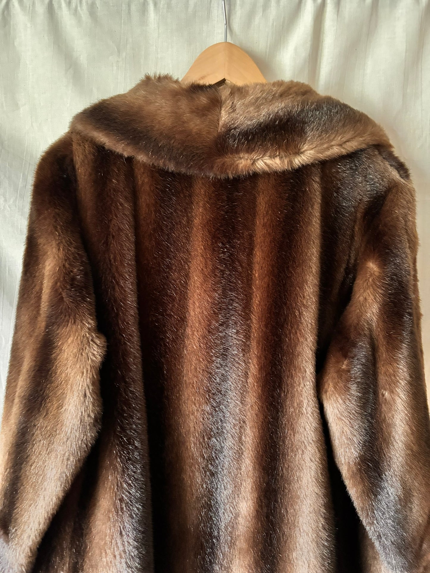 Vintage Rybel Faux Fur Coat – Dark Brown Mid Length