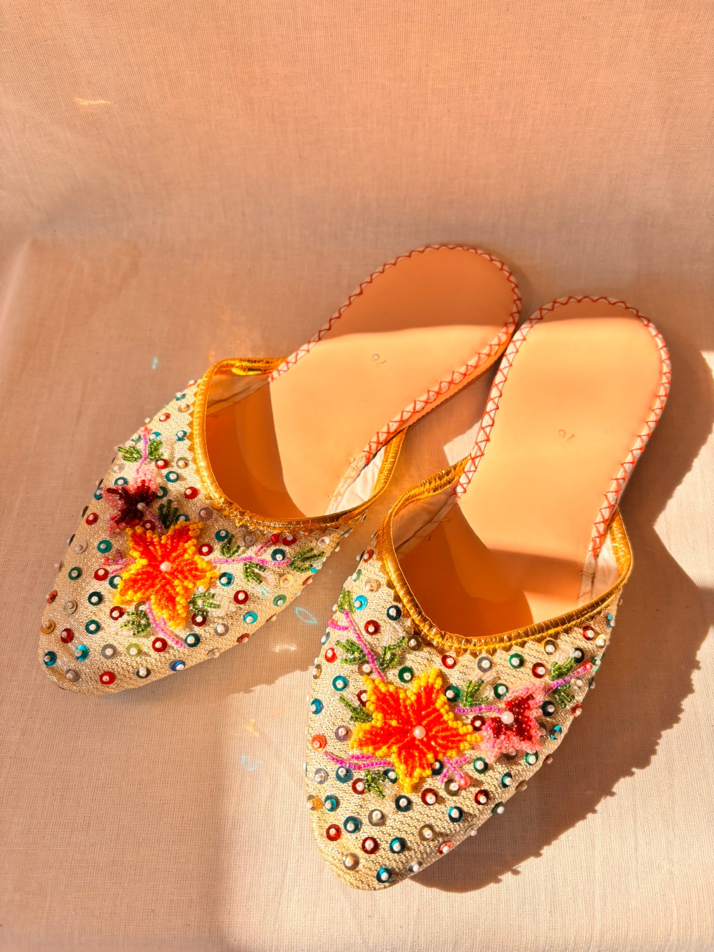 Vintage Beaded Chinese Slipper Mules | Never Worn