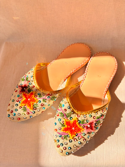 Vintage Beaded Chinese Slipper Mules | Never Worn