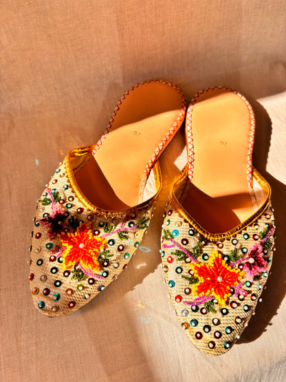 Vintage Beaded Chinese Slipper Mules | Never Worn