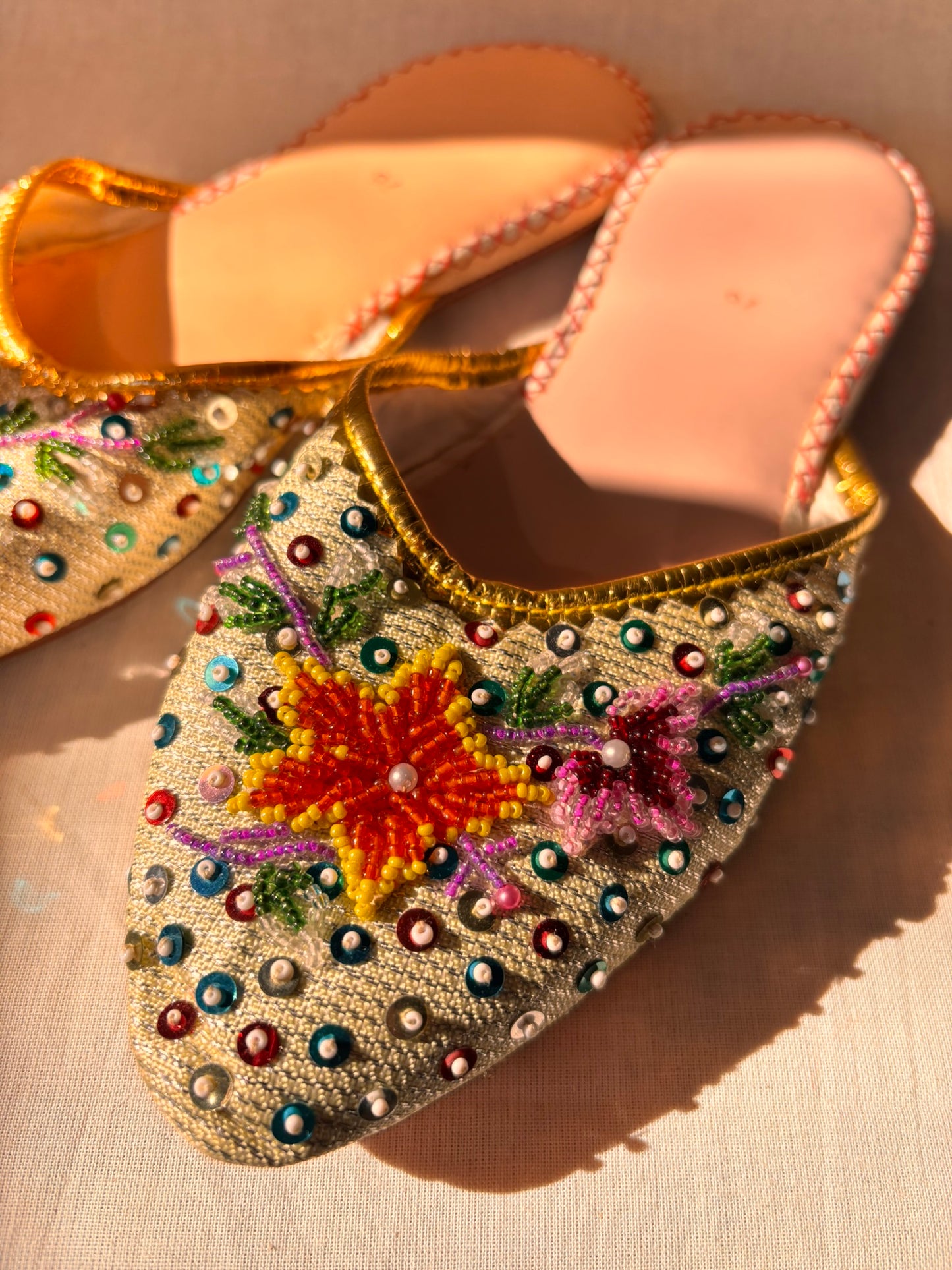 Vintage Beaded Chinese Slipper Mules | Never Worn