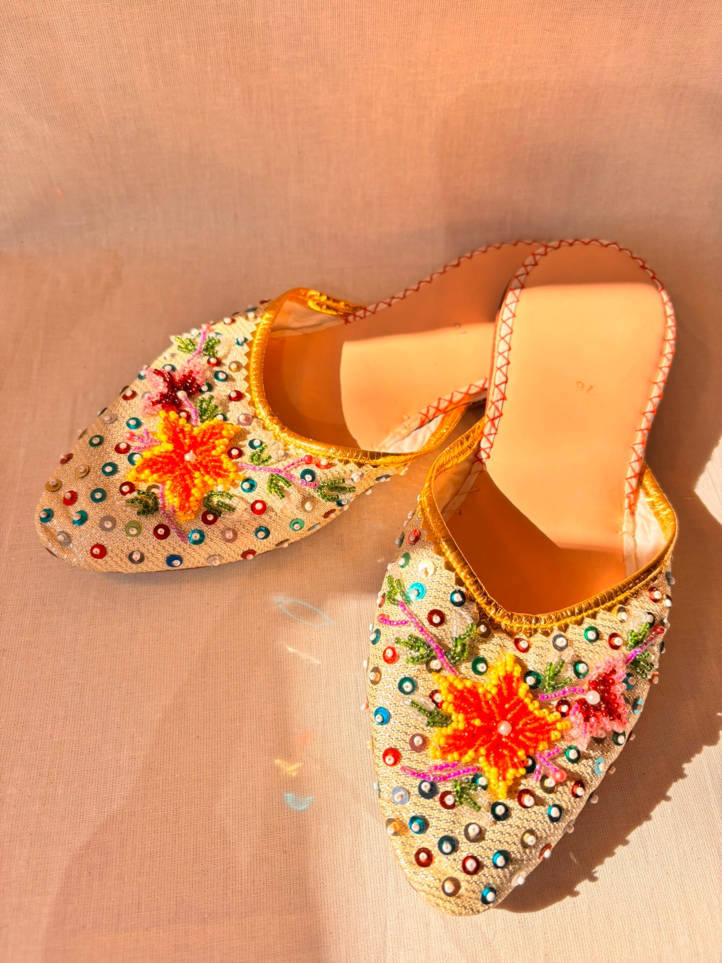 Vintage Beaded Chinese Slipper Mules | Never Worn