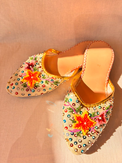 Vintage Beaded Chinese Slipper Mules | Never Worn