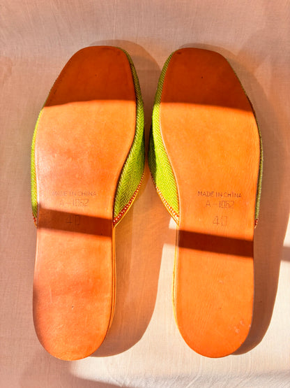 Vintage Green Beaded Chinese Slippers | Never Worn