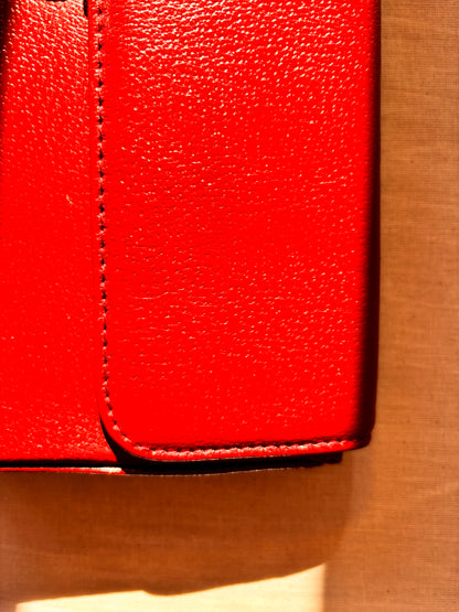 Vintage Paolo Design Spanish Leather Structured Clutch | Red Leather Evening Bag with Wrist Strap