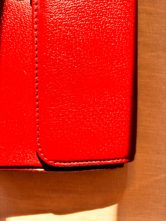 Vintage Paolo Design Spanish Leather Structured Clutch | Red Leather Evening Bag with Wrist Strap