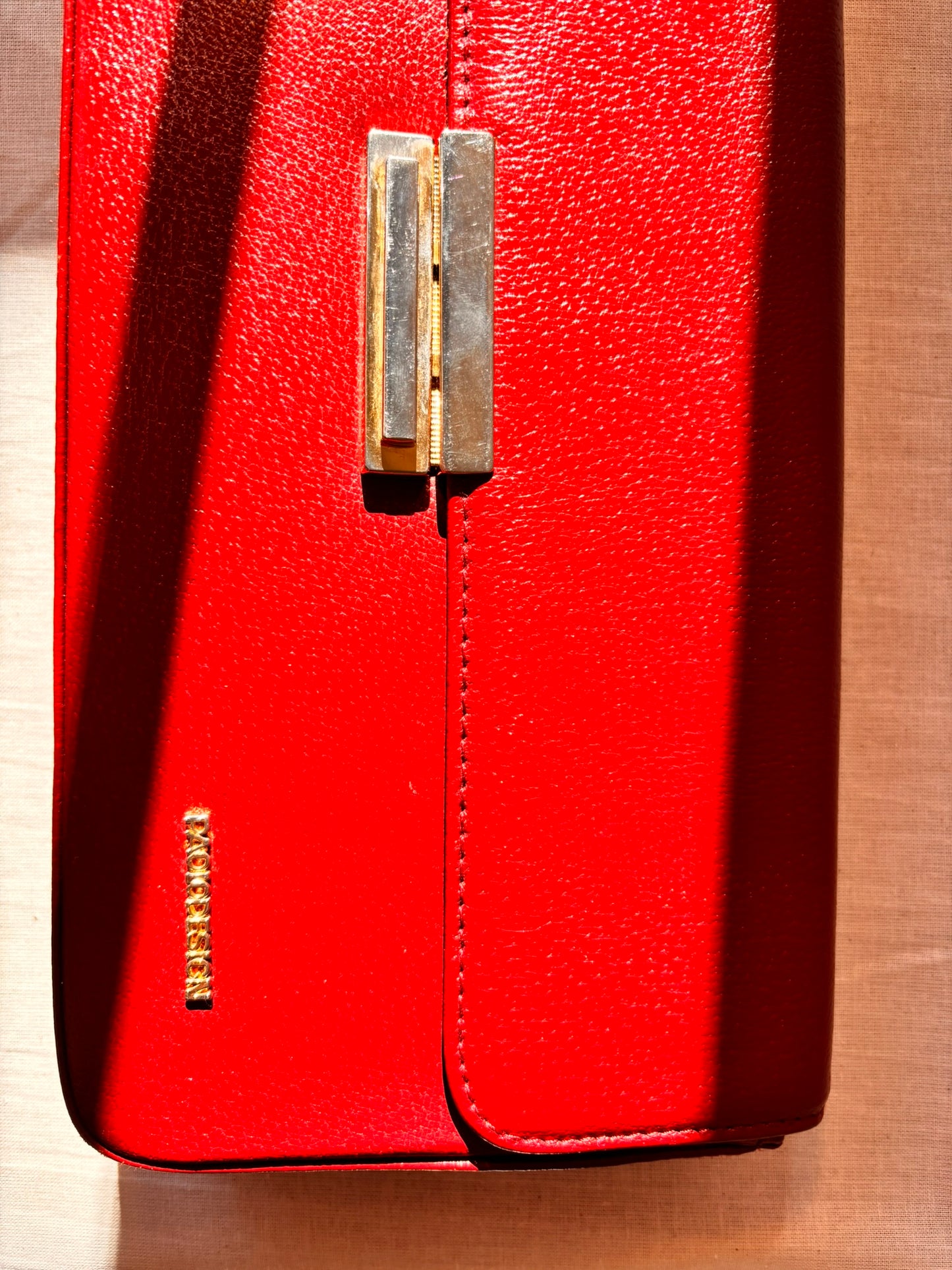 Vintage Paolo Design Spanish Leather Structured Clutch | Red Leather Evening Bag with Wrist Strap