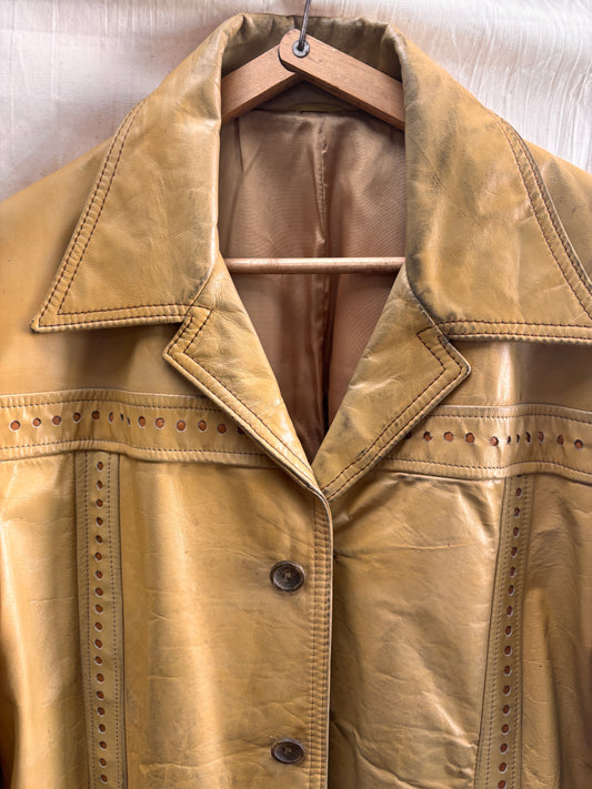 Vintage 1970s Pioneer Wear Tan Leather Jacket