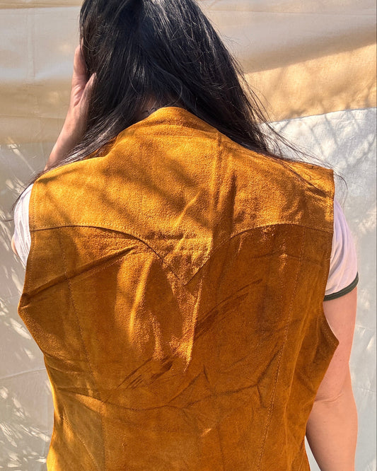 back view of Pioneer Wear suede waistcoat