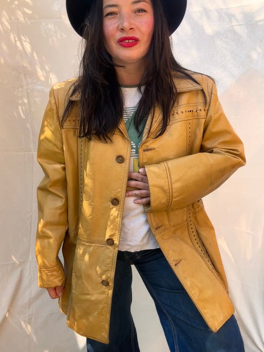 Vintage 1970s Pioneer Wear Tan Leather Jacket
