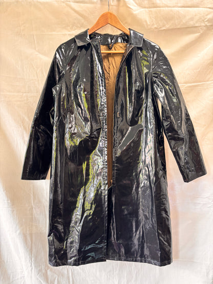 Robe boutonnée rose à motifs géométriques des années 1970