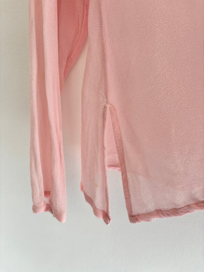 I'd [re]Wear That - Pink Sheer 90s Blouse with Embroidered Daisies