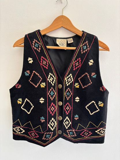 Vintage SGDN Embroidered Wool Vest – Bohemian Western Style