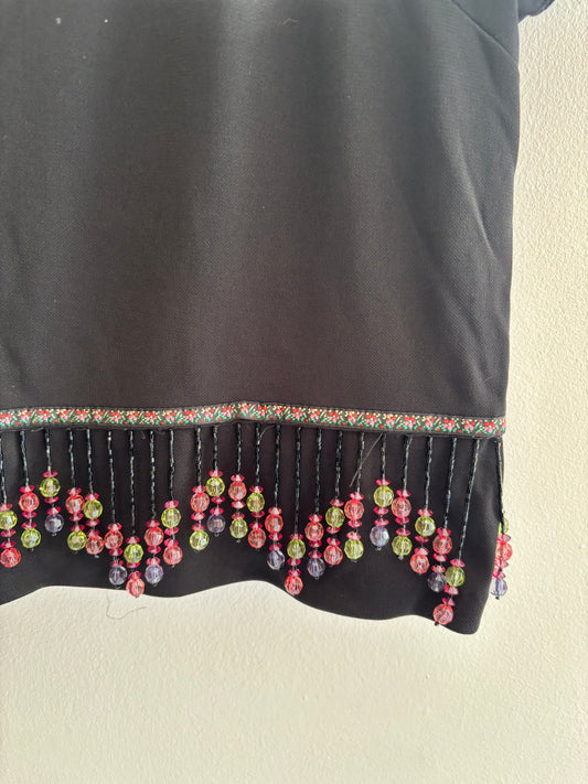 Joseph Ribkoff Vintage Black Beaded Crop Top