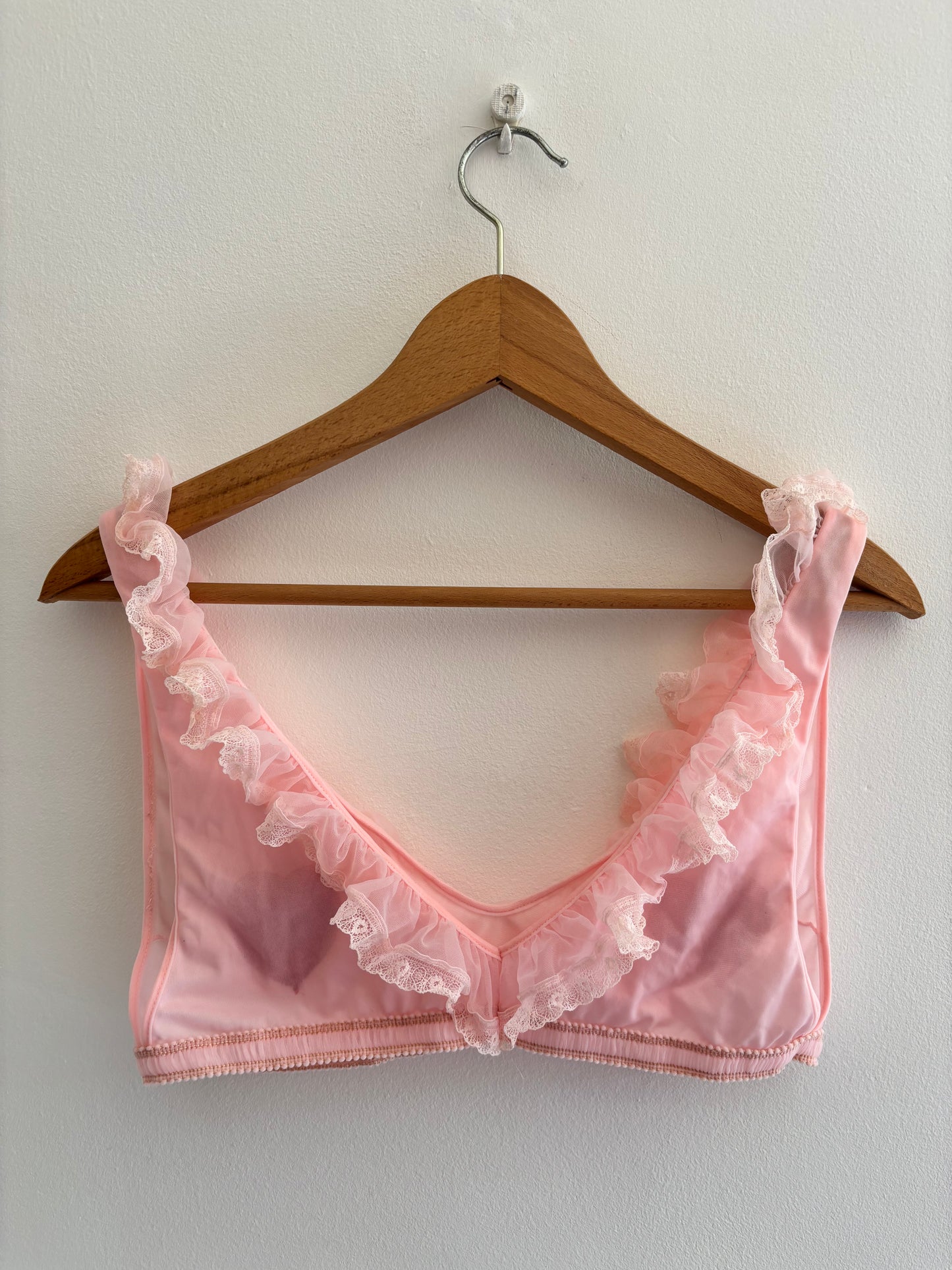 I'd [re]Wear That - Vintage Pink Bralette with Hand Embroidered Hearts