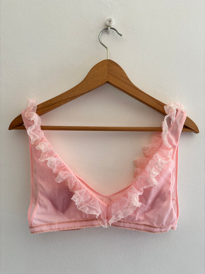 I'd [re]Wear That - Vintage Pink Bralette with Hand Embroidered Hearts