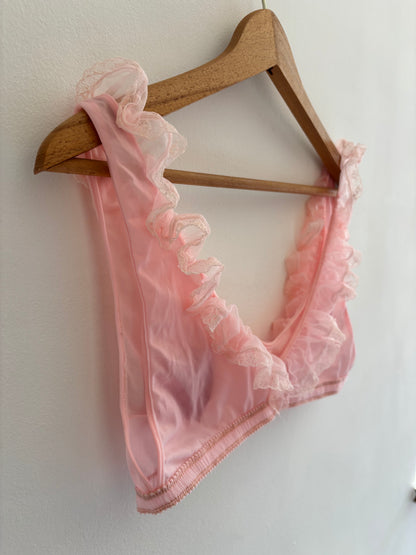 I'd [re]Wear That - Vintage Pink Bralette with Hand Embroidered Hearts