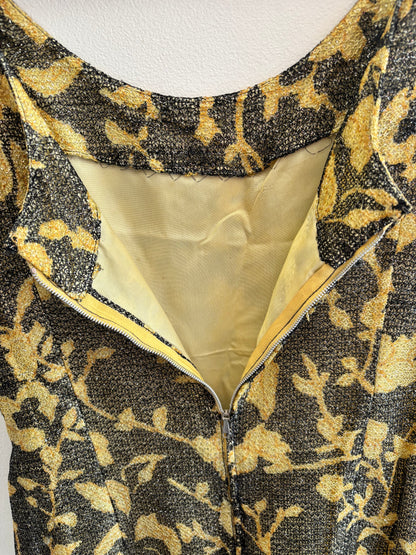 Vintage 1960s Gold Floral Mini Dress