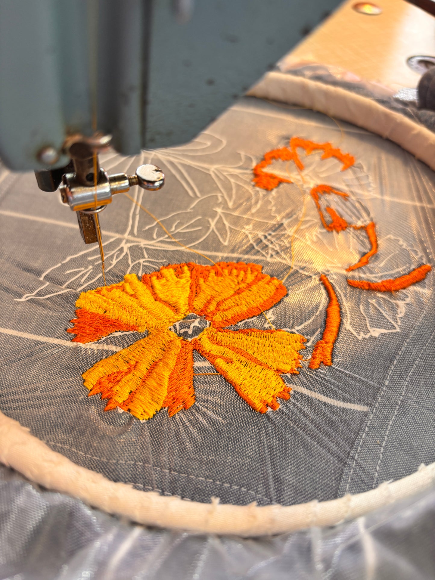 Hand Embroidered Floral Shirt | Lychnis Coronata Flower | One-of-a-Kind Wearable Art