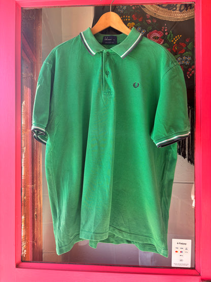 Y2K Fred Perry Green Twin-Tipped Polo Shirt – XXL