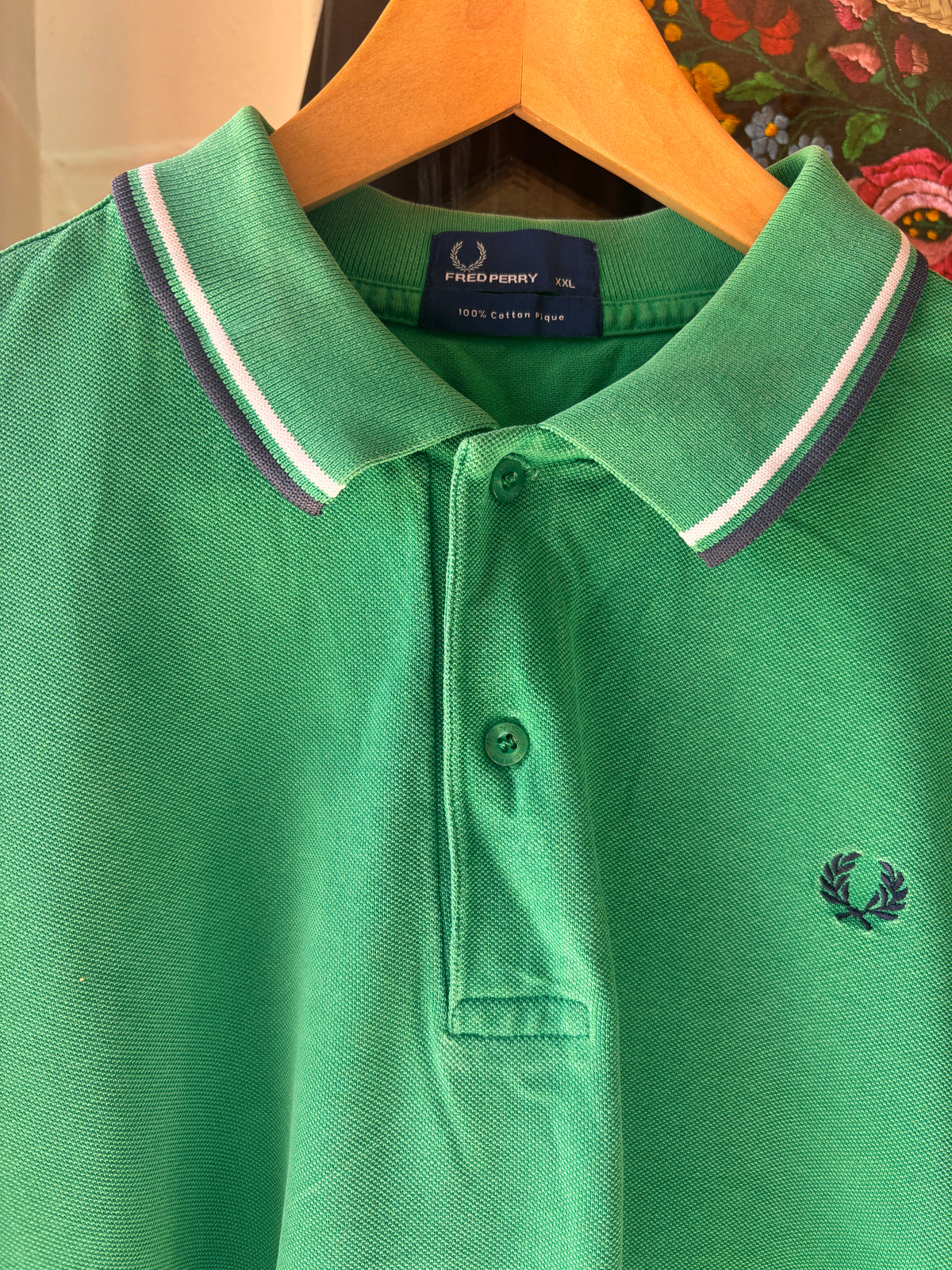 Y2K Fred Perry Green Twin-Tipped Polo Shirt – XXL