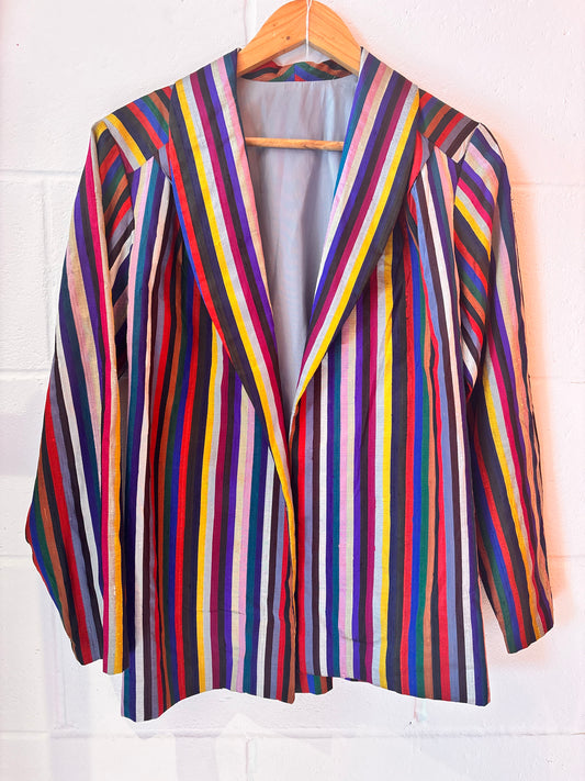 Vintage Multicolour Striped Silk Blazer