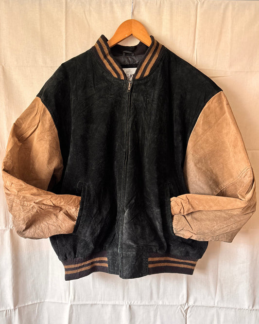 Avalanche Black & Tan Suede Bomber Jacket