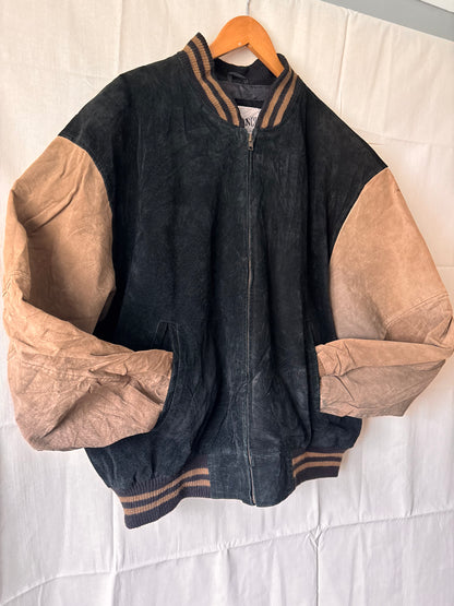 Avalanche Black & Tan Suede Bomber Jacket