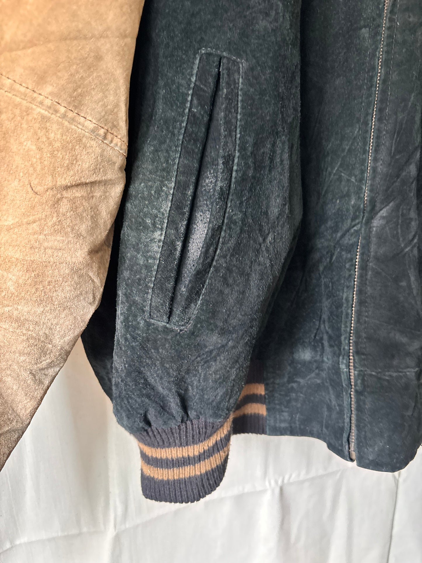 Avalanche Black & Tan Suede Bomber Jacket