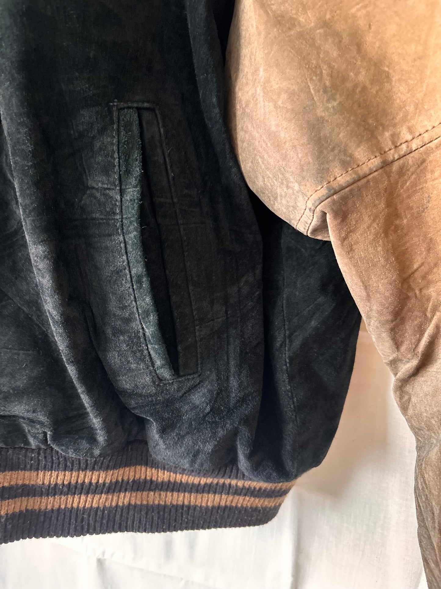 Avalanche Black & Tan Suede Bomber Jacket