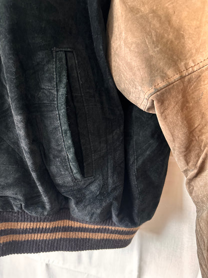 Avalanche Black & Tan Suede Bomber Jacket