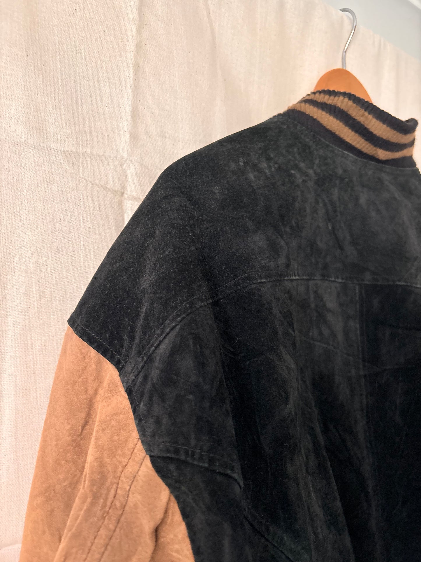 Avalanche Black & Tan Suede Bomber Jacket