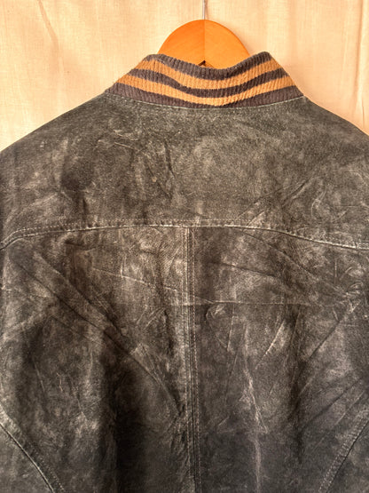 Avalanche Black & Tan Suede Bomber Jacket