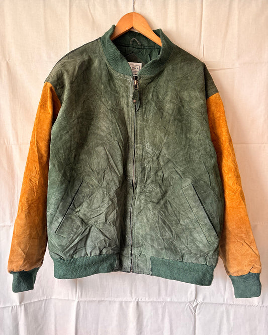 Arizona Green & Tan Suede Bomber Jacket