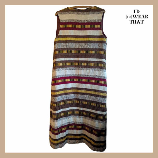 Back view of of vintage 1970s sleeveless duster waistcoat