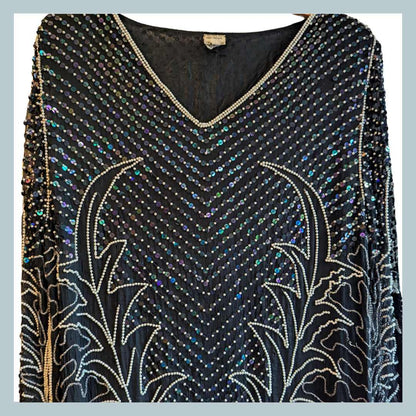 Vintage 1980s Sequin & Pearl Embellished Dress