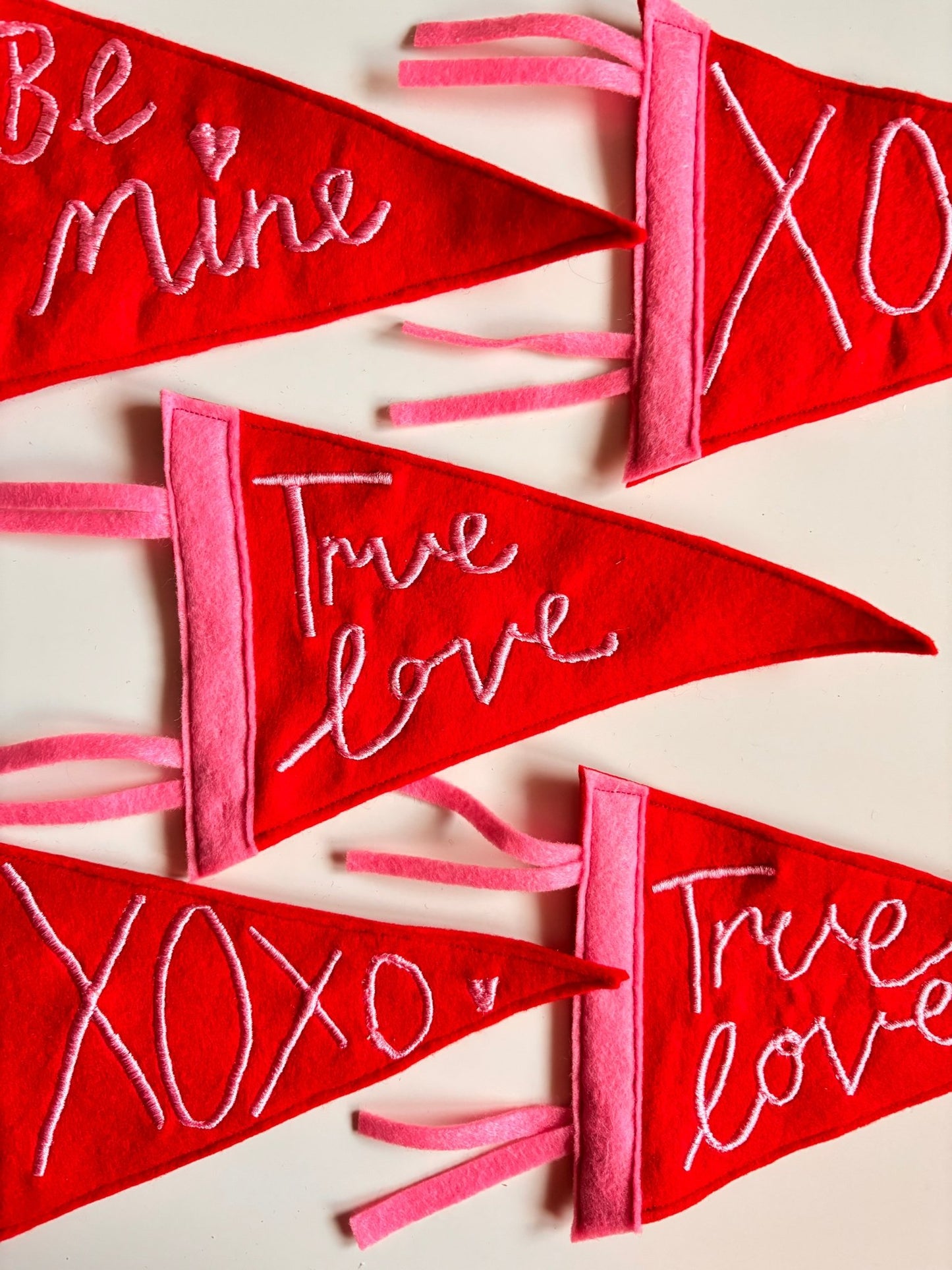 Embroidered Valentine’s Pennant Flag – Handmade Felt Banner - I'd Wear That