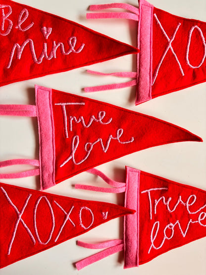 Embroidered Valentine’s Pennant Flag – Handmade Felt Banner - I'd Wear That