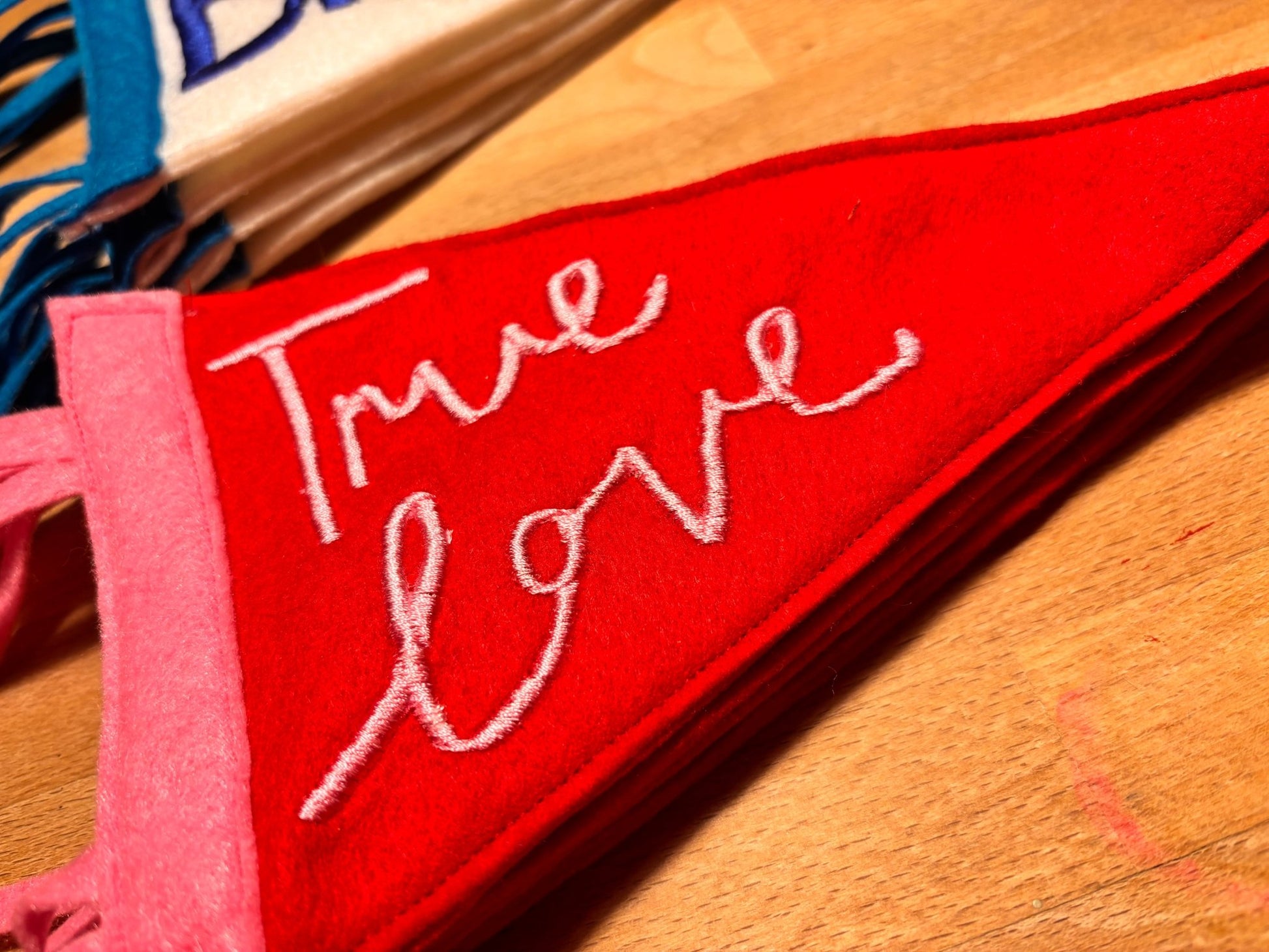 Embroidered Valentine’s Pennant Flag – Handmade Felt Banner - I'd Wear That