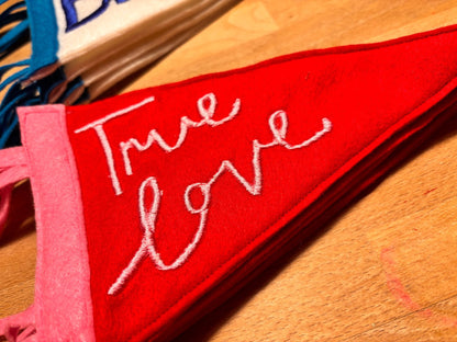 Embroidered Valentine’s Pennant Flag – Handmade Felt Banner - I'd Wear That